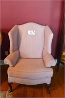 Rose Colored Upholstered Wingback Chair