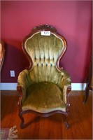 Green Upholstered Victorian Style Armchair