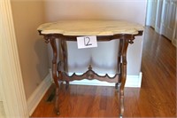 Marble Top Ornate Table 28.5" T X 34" L X 26" D -