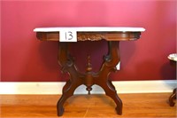 Ornately Carved Side Table w/Marble Top 29" T X