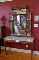 Large Desk w/Ornate Wood Carvings & Large