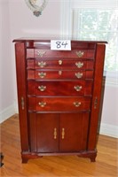 Large Cherry Finished Jewelry Cabinet 39.5" Tall