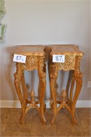 Pair of Ornately Carved Matching Plant Stands