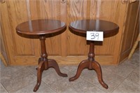 Set of Two Matching Round Side Tables 24" T X