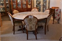 Marble Top Dining Room Set w/6 Matching Chairs