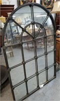 LARGE IRON DECORATIVE ARCHED MIRROR