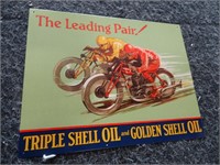 Triple Shell & Golden Shell Oil Tin Sign