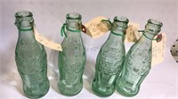 4  6oz Coca-Cola Green Raised Glass  Empty  D10552