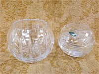 2PC CRYSTAL ROSE BOWLS SNANON CRYSTAL MORE
