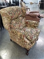 CHIPPENDALE FLORAL UPHOLSTERED WINGBACK RECLINER