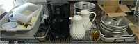 Large lot of baking pans and coffee carafes