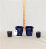 (2) American Eagle Pottery Votive Cups & Candles