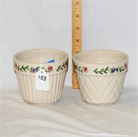 (2) Pottery Flower Pots with Tray