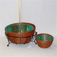 Lg & Med Sloped Bowl Sets w/ Wrought Iron Stand