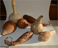 7 various vintage New Guinea lime gourds,
