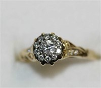 18ct yellow gold diamond cluster dress ring