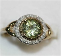 9ct yellow gold green apatite & diamond dress ring