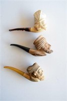Collection of 3 Meerschaum pipes