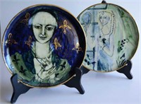 Pair of Hermia Boyd pottery plates,