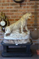 Large 19thC marble sculpture of a tiger