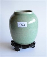 Green Chinese speckled glazed vase