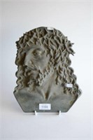 Antique French bronze plaque - head of Christ