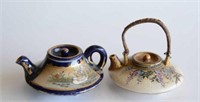 Two Japanese Satsuma miniature teapots