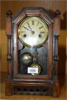 Antique timber cased mantel clock