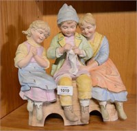 Antique European bisque group of 3 figures,