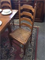 Set 6 French ladder back chairs with rush seats.