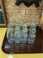 12 vintage glass dairy pint bottles