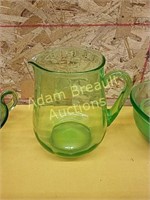 Vintage 8 in green depressed pitcher