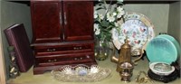 Jewelry Box, Cut Glass, Plate, Royal Hager Vase,