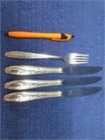 gorham sterling fork & 3 knives - celeste pattern