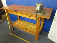 62inch long wooden workbench  - 5inch vise