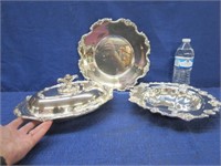 3 fancy plated serving pieces - nice