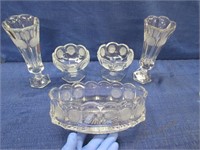 5 nice coin glass pieces (clear w/ frosted coins)
