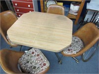 vintage kitchen table & 4 rolling chairs