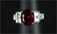 RUBY & WHITE SAPPHIRE ACCENT STERLING SILVER RING