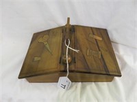 ANTIQUE INLAID SEWING BOX WITH CONTENTS