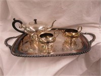 4PC SILVERPLATE TEA SERVICE WITH TRAY