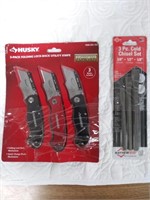 3 pack utility knives and 3 pack chisels