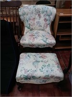 flower pattern chair with matching ottoman