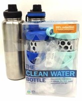 Clean Water Bottles Pack & 2 Silver Bottles