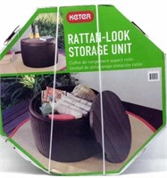New Keter Rattan-Look Round Storage w/ Lid