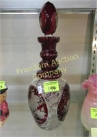 BOHEMIAN RUBY CUT TO CLEAR DECANTER