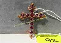 STUNNING VICTORIAN CROSS PIN/PENDANT IN 14K WITH 1