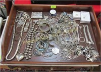 LOT OF SILVER TONED JEWELRY, POSSIBLE STERLING