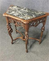 Marble Top Carved Wood Entry Piece