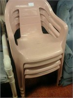 4 Pink plastic chairs